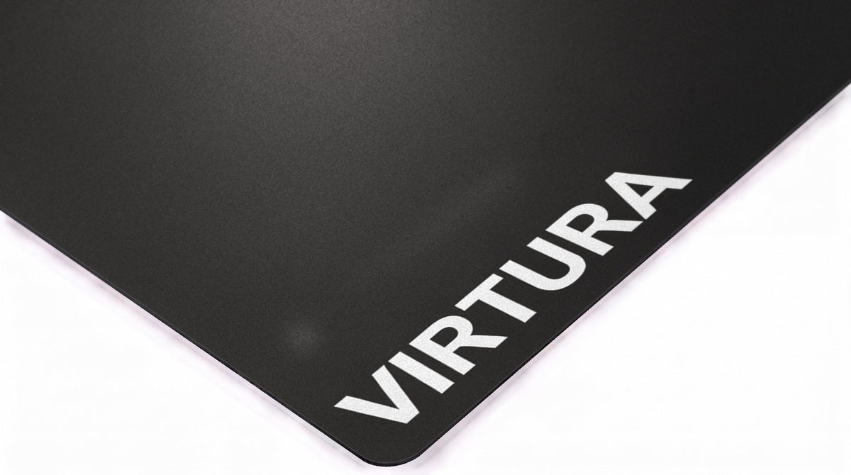 V-BLACK glass mousepad - corner close-up